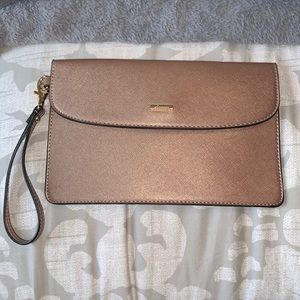 Womens Brown Gold Thin Clutch Large